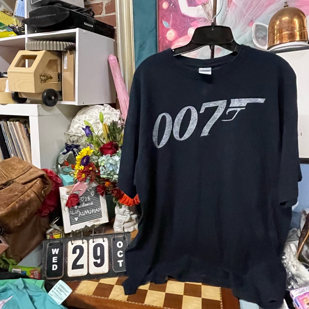 2009 Anvil 007 Double Zero Seven James Bond Movie Promo Black Graphic Shirt
